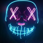 Purge EL Wire 2 COLOR Glow Light up Mask PINK TEAL