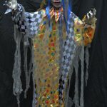 Life Size Halloween Props Realistic Hanging Blue Clown Light up Eyes and Sound