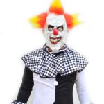 Halloween Clown Costume and Mask Black & White Mens - Yellow Hair