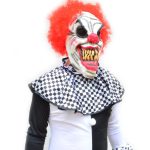 Mens Clown Costume Black and White with Mask CURLY RED