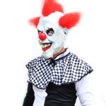 Mens Clown Costume Black and White with Mask RED HAIR