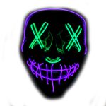 Purge EL Wire 2 COLOR Glow Light up Mask Purple Green